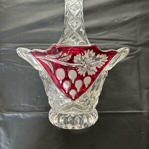 Artistic Red and Clear Glass Basket